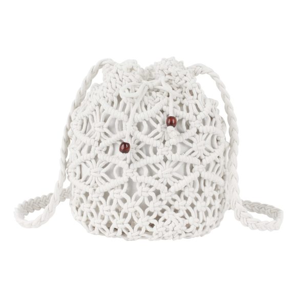 Mini Cotton Crochet Crossbody Bag Summer Beach Shoulder Bag Drawstring B) - Picture 1 of 8
